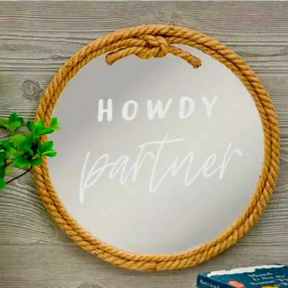 Howdy Partner Rope Wall Mirror